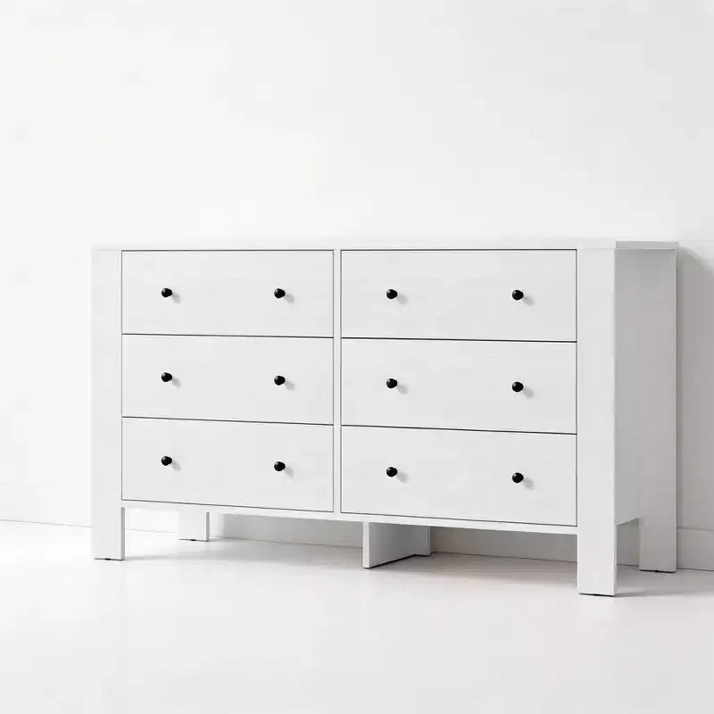 Kommode aus Holz mit 6 Schubladen für das Schlafzimmer, moderne breite Aufbewahrungskommode für Wohnzimmer, Eingangsbereich und Flur