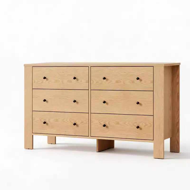 Kommode aus Holz mit 6 Schubladen für das Schlafzimmer, moderne breite Aufbewahrungskommode für Wohnzimmer, Eingangsbereich und Flur