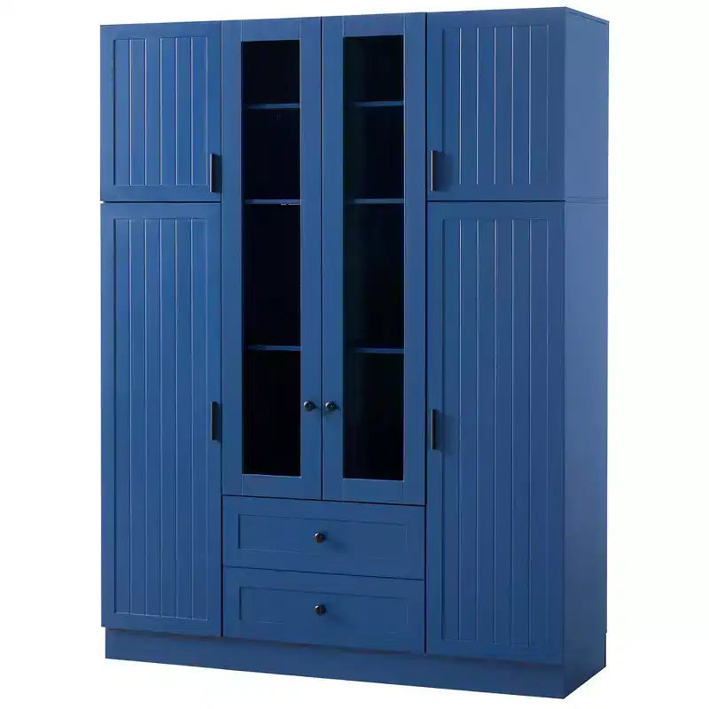 Despensa independiente de cocina de 71'' de alto, gran armario de almacenamiento para comedor con 6 puertas y estantes ajustables