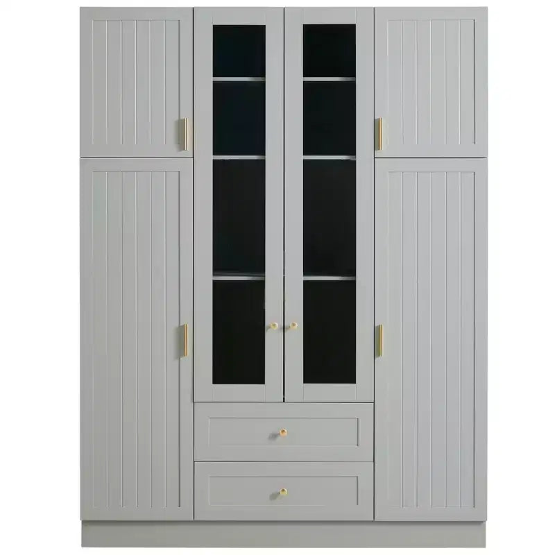 Despensa independiente de cocina de 71'' de alto, gran armario de almacenamiento para comedor con 6 puertas y estantes ajustables