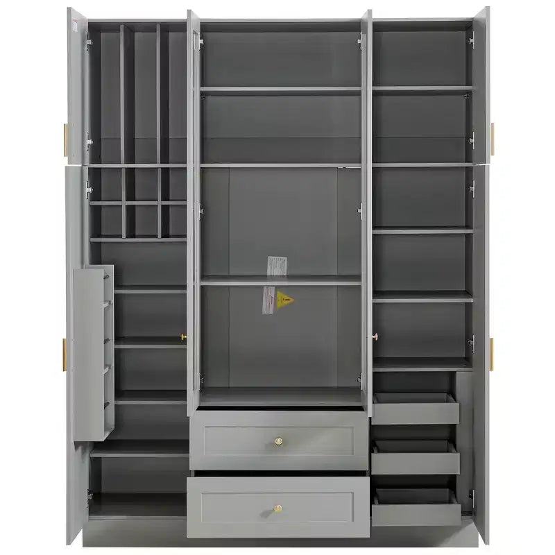 Despensa independiente de cocina de 71'' de alto, gran armario de almacenamiento para comedor con 6 puertas y estantes ajustables