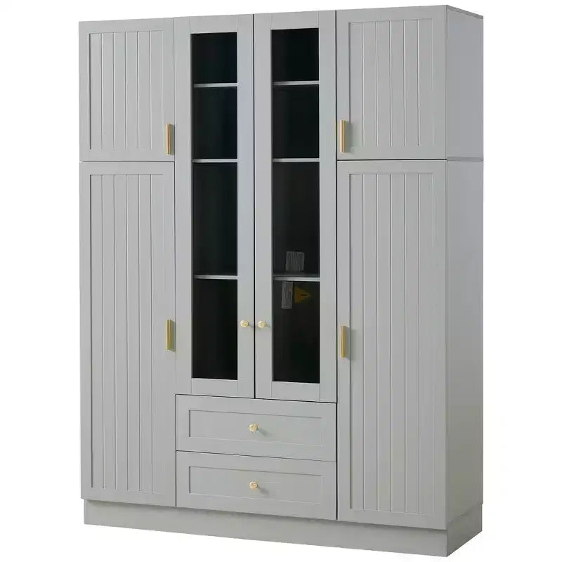 Despensa independiente de cocina de 71'' de alto, gran armario de almacenamiento para comedor con 6 puertas y estantes ajustables