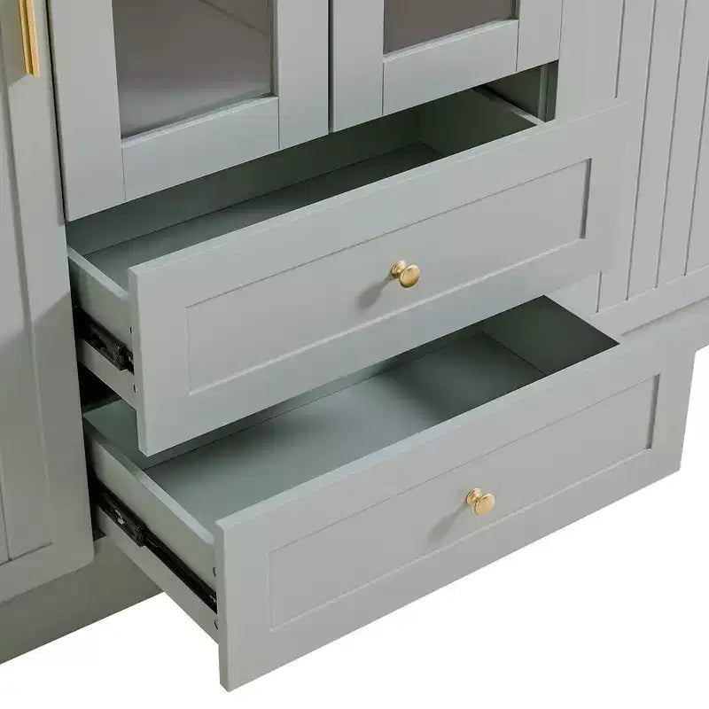 Despensa independiente de cocina de 71'' de alto, gran armario de almacenamiento para comedor con 6 puertas y estantes ajustables