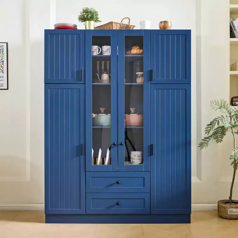 Despensa independiente de cocina de 71'' de alto, gran armario de almacenamiento para comedor con 6 puertas y estantes ajustables