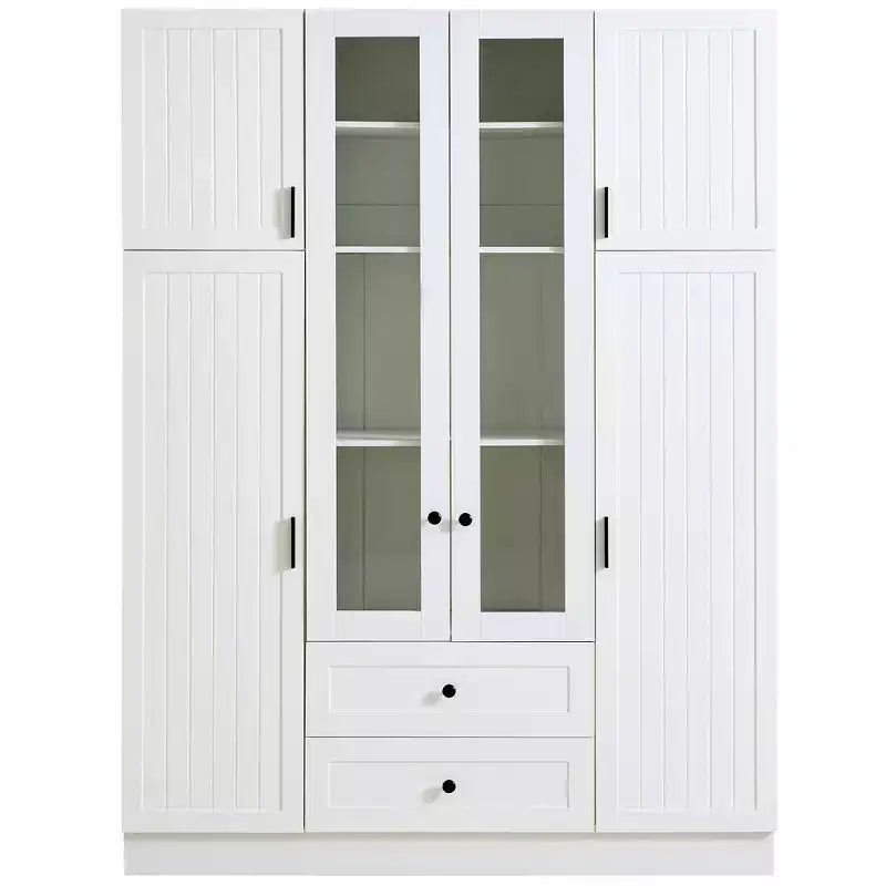 Despensa independiente de cocina de 71'' de alto, gran armario de almacenamiento para comedor con 6 puertas y estantes ajustables