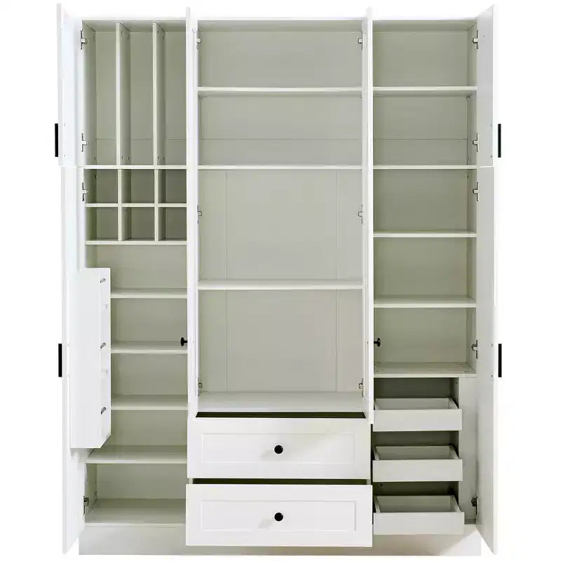 Despensa independiente de cocina de 71'' de alto, gran armario de almacenamiento para comedor con 6 puertas y estantes ajustables
