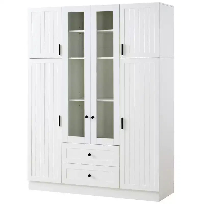 Despensa independiente de cocina de 71'' de alto, gran armario de almacenamiento para comedor con 6 puertas y estantes ajustables
