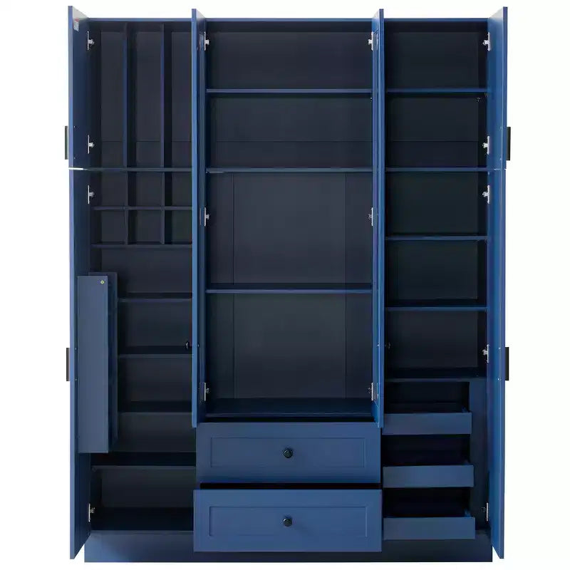 Despensa independiente de cocina de 71'' de alto, gran armario de almacenamiento para comedor con 6 puertas y estantes ajustables