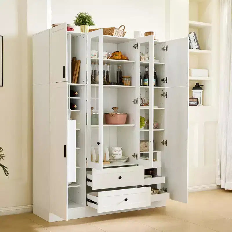 Despensa independiente de cocina de 71'' de alto, gran armario de almacenamiento para comedor con 6 puertas y estantes ajustables