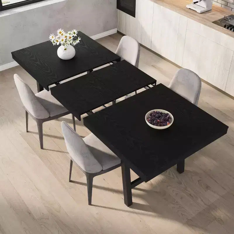 Mesa de comedor industrial extensible de 63-83. Mesa de cocina rectangular extensible para 6-8 personas. Estructura metálica para el comedor
