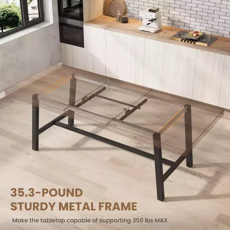 Mesa de comedor industrial extensible de 63-83. Mesa de cocina rectangular extensible para 6-8 personas. Estructura metálica para el comedor