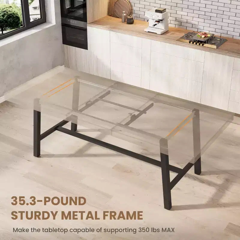 Mesa de comedor industrial extensible de 63-83. Mesa de cocina rectangular extensible para 6-8 personas. Estructura metálica para el comedor