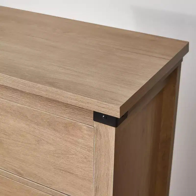 Cómoda de estilo rústico con 7 cajones para dormitorio, cómodas de 31.4 de alto, cómoda de madera rústica con tiradores metálicos, organizador de almacenamiento para el dormitorio
