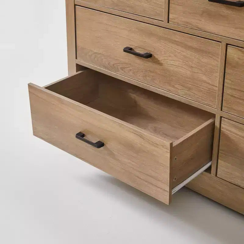 Kommode im Landhausstil mit 7 Schubladen fürs Schlafzimmer, 31.4 hohe Kommode, rustikale Holzkommode mit Metallgriffen, Aufbewahrungsschrank fürs Schlafzimmer
